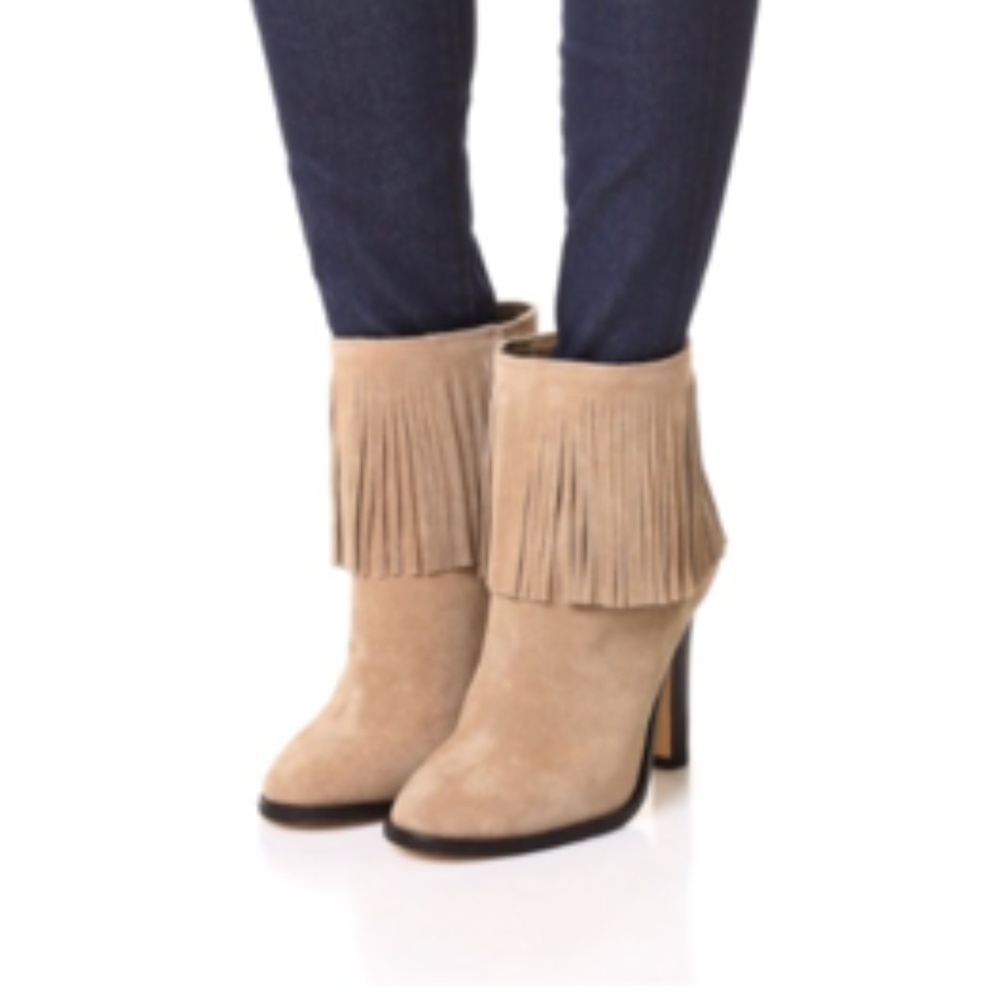 Joie Fringe Tan Suede Ankle Boots Size 7.5 NEW